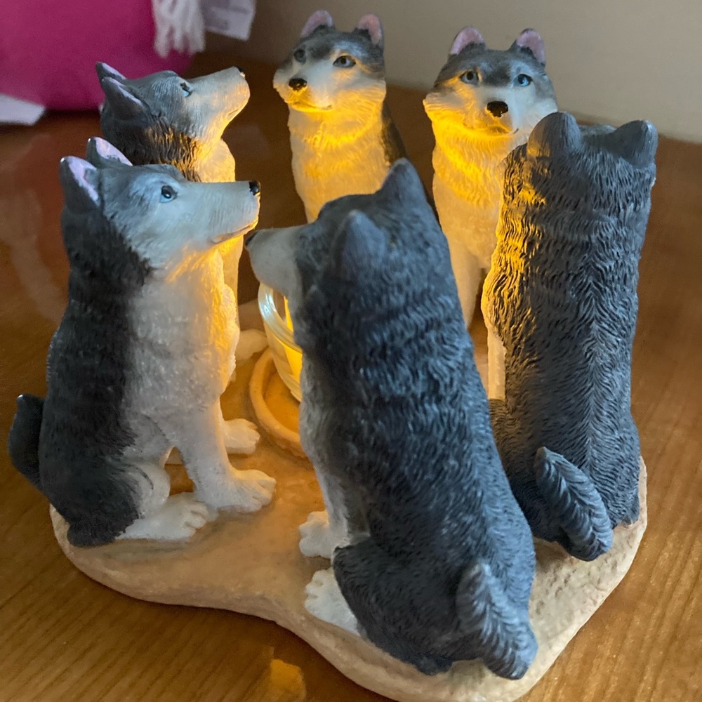 Vintage True Friends Huskies Pack TeaLight Candle Holder